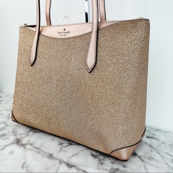 Kate Spade Shimmy Lola Greta Joeley Glitter Large Tote Shoulder Bag Rose… - Picture 4 of 11